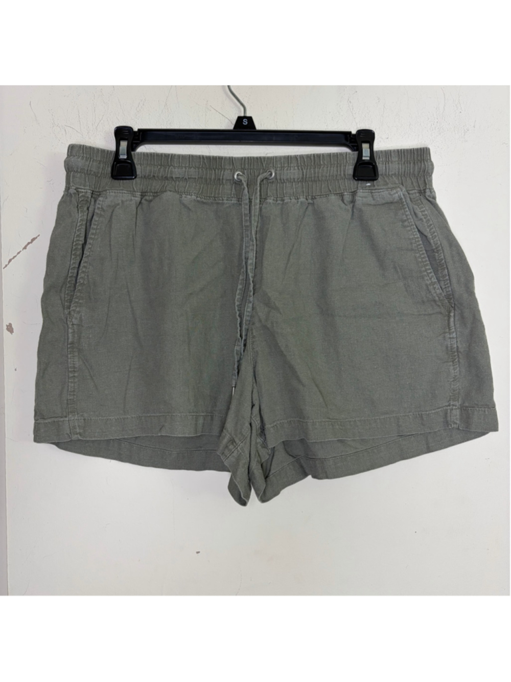 GAP Olive Green Linen Rayon Blend Pull On Drawstring Shorts Size L Coastal